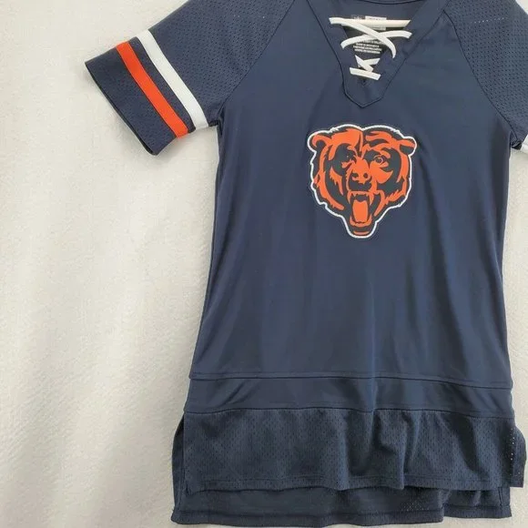 Chicago Bears Shirt Women's Laced up V-Neck Short Sleeve NFL Team Apparel Small - Picture 4 of 12